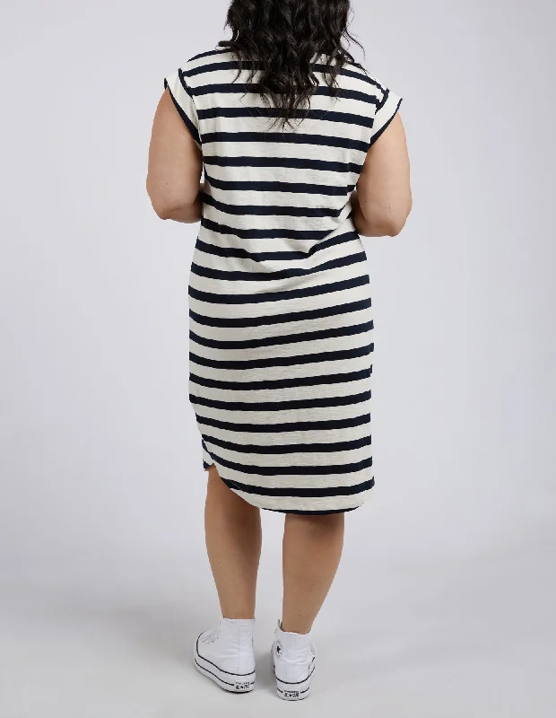 Elm Sunny Tee Dress Navy White Stripe