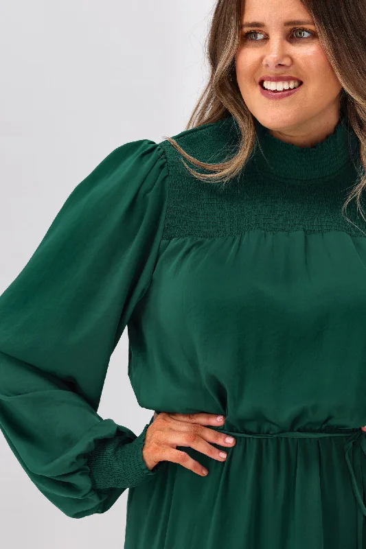 Gloss by Shine On Mandy Long Sleeve Tiered Dress Jade