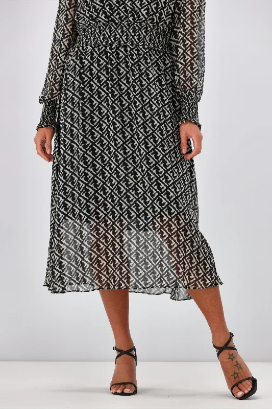 Gloss by Shine On Taigen Wrap Front Shirred Waist Dress Geo Print