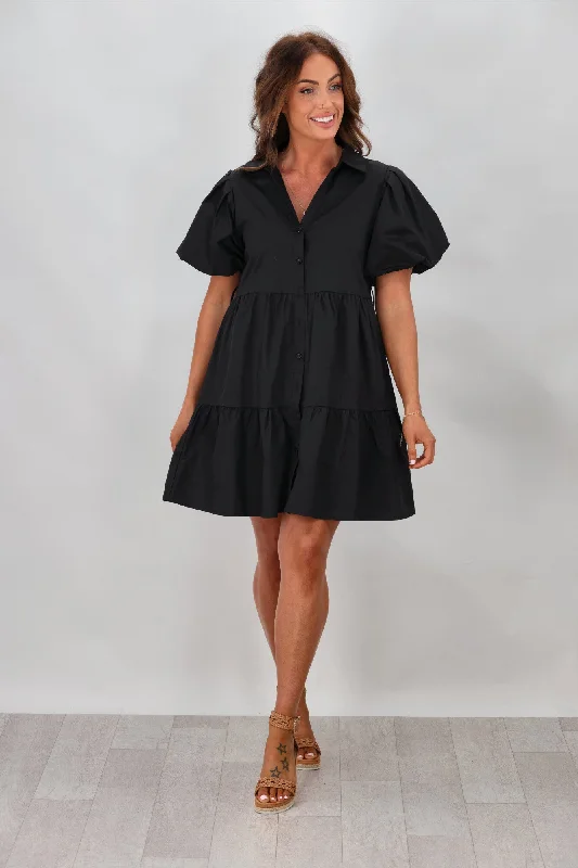 Grace & Co Theon Belted Cotton Dress Black