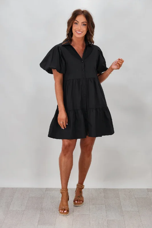 Grace & Co Theon Belted Cotton Dress Black