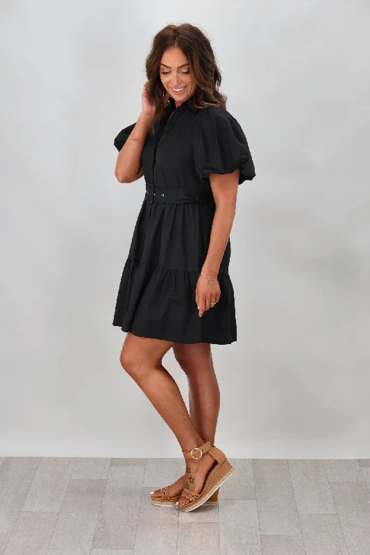 Grace & Co Theon Belted Cotton Dress Black