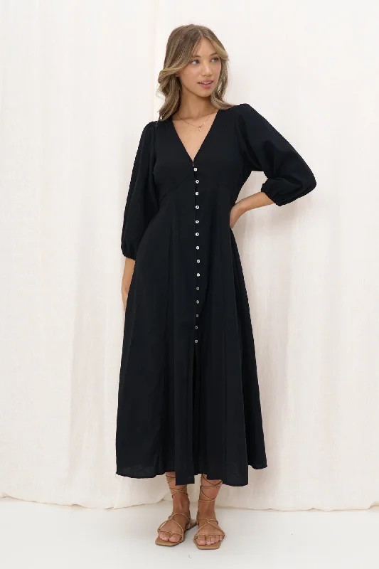 Iris Maxi Melina L/S Dress Black