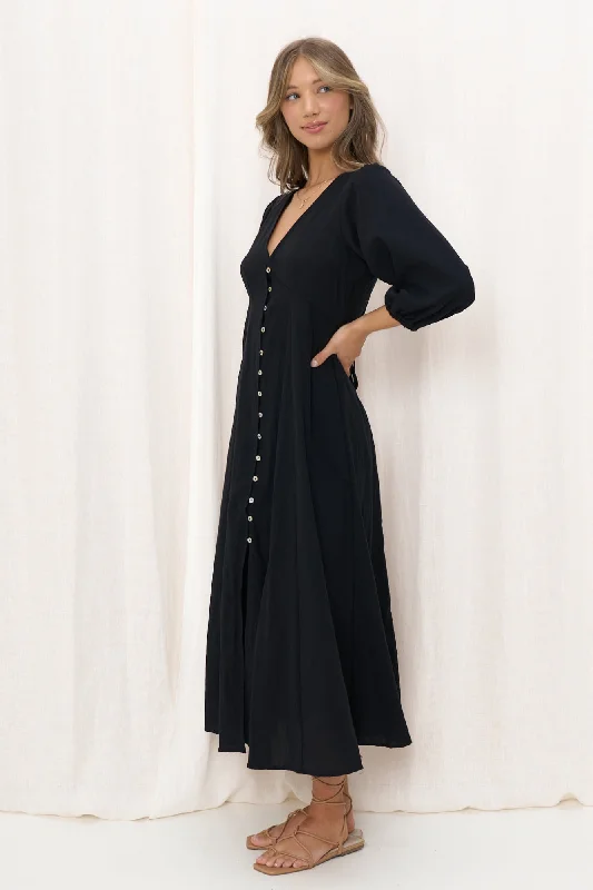 Iris Maxi Melina L/S Dress Black