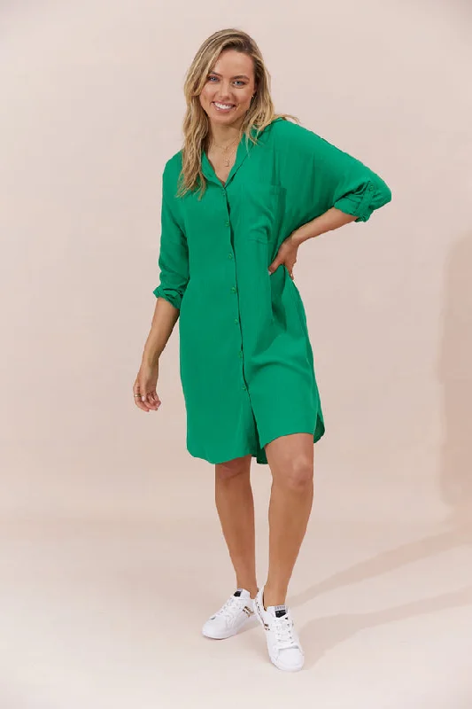 Jovie The Label Mykonos Shirt Dress Green