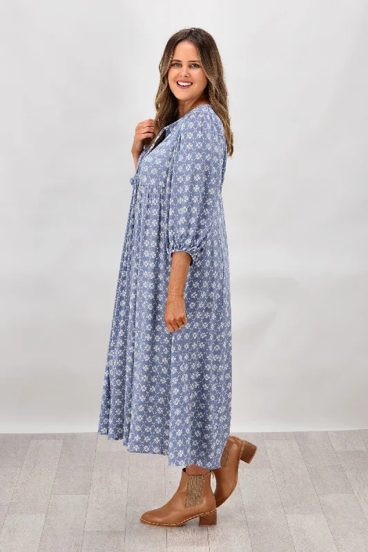 Salty Bright Julia Balloon Sleeve Dress Powder Blue Print