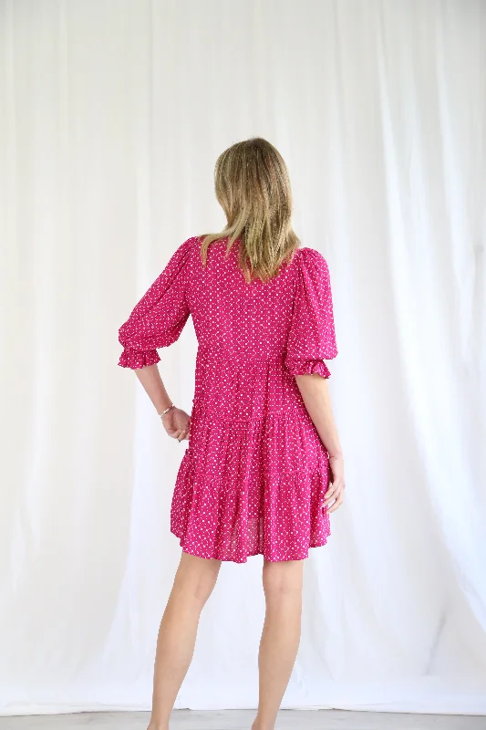 Salty Bright Pippa Tiered Mini Dress Magenta