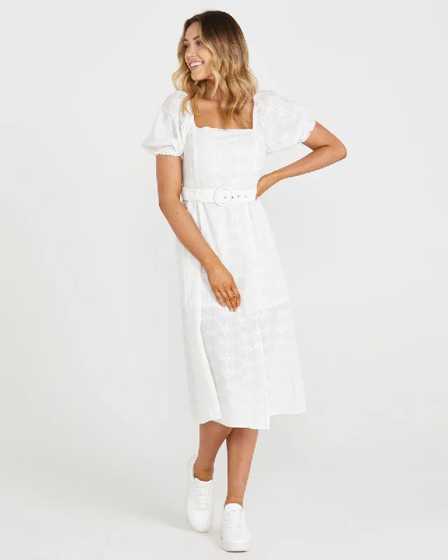 Sass Asher Midi Dress White