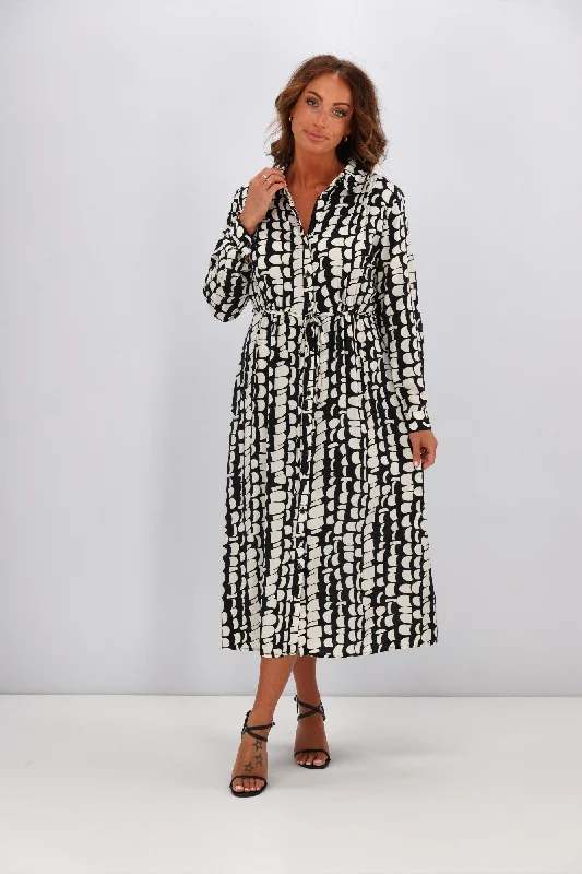 Shine On Label Becca Shirt Dress Geo Print