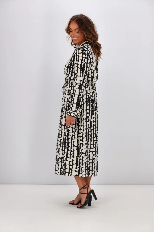 Shine On Label Becca Shirt Dress Geo Print