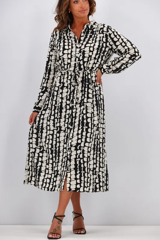 Shine On Label Becca Shirt Dress Geo Print