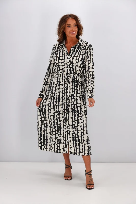 Shine On Label Becca Shirt Dress Geo Print