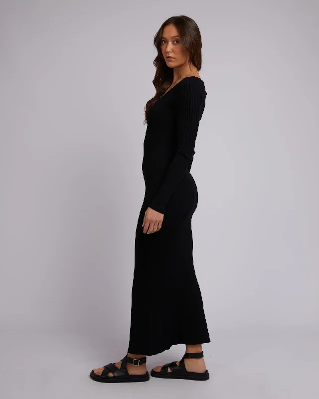 Silent Theory Freya L/S Maxi Dress Black