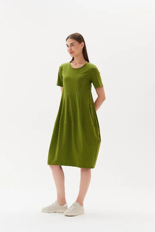 Tirelli Short Sleeve Diagonal Dress Meadow Green