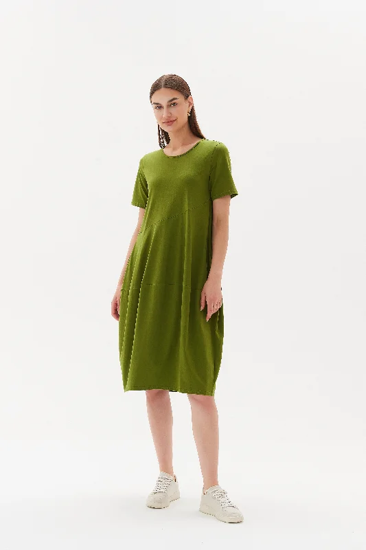 Tirelli Short Sleeve Diagonal Dress Meadow Green