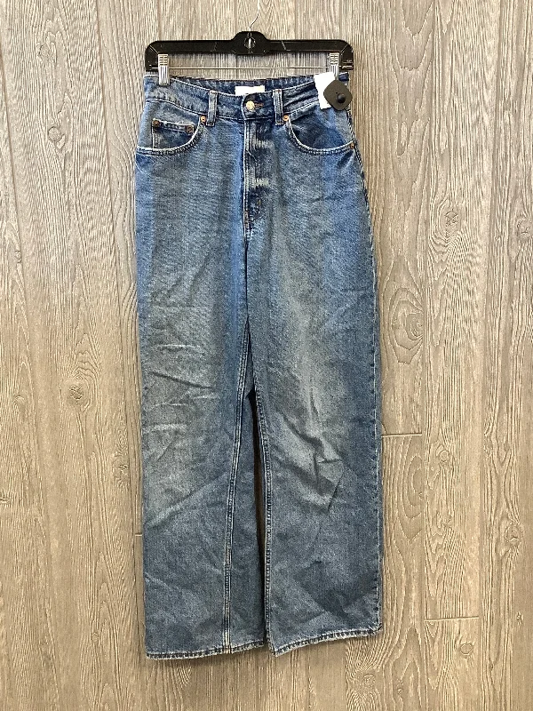 Jeans Wide Leg By H&m In Blue Denim, Size: 4