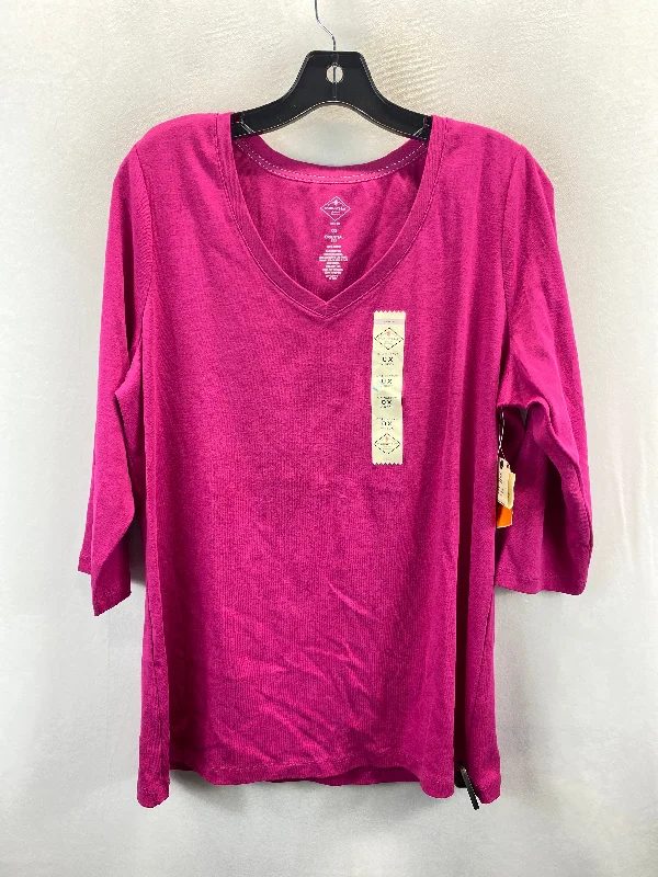 Top 3/4 Sleeve Basic By St Johns Bay In Pink, Size: Xl