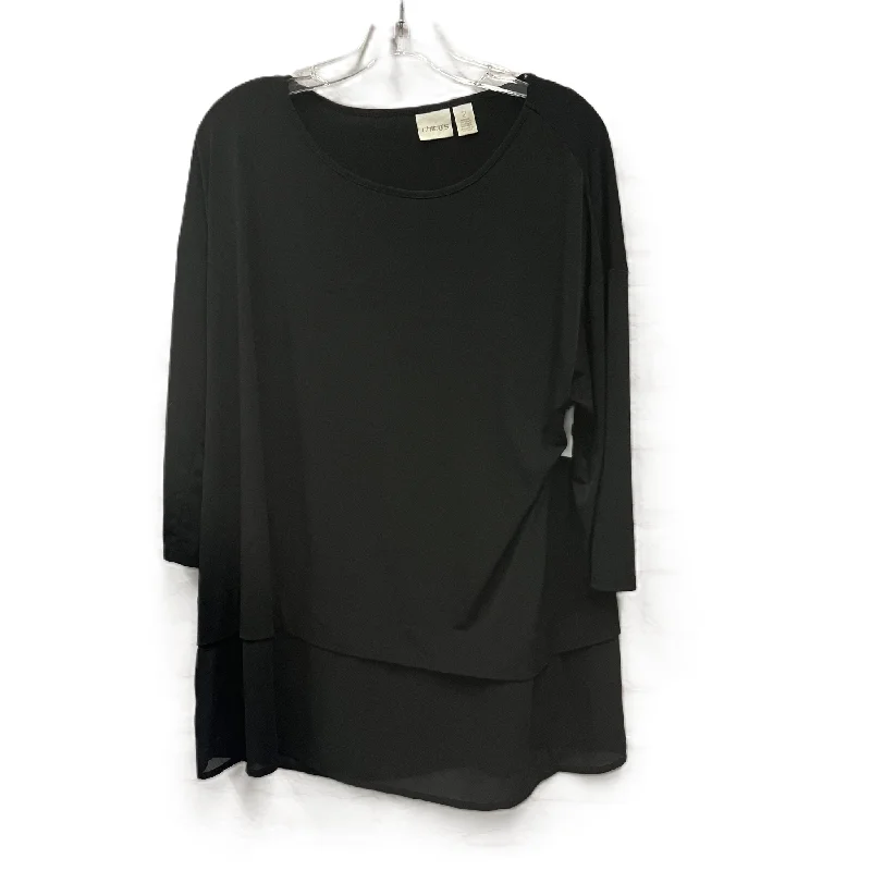 Top Long Sleeve By Chicos In Black, Size: L