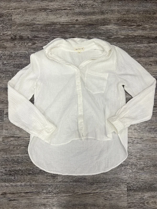 Top Long Sleeve By Cloth & Stone In White, Size: M