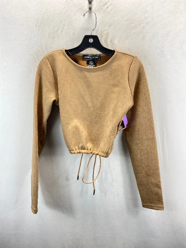 Top Long Sleeve By Cmc In Tan, Size: 12