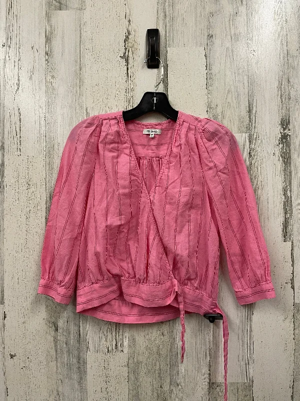 Top Long Sleeve By Madewell In Pink, Size: Xxs