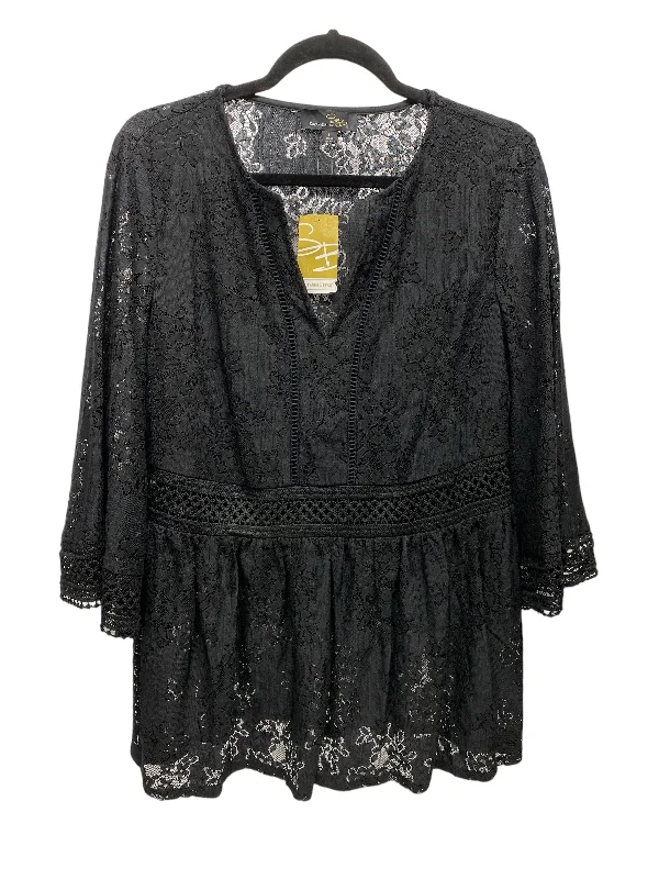 Top Long Sleeve By Suzanne Betro In Black, Size: L