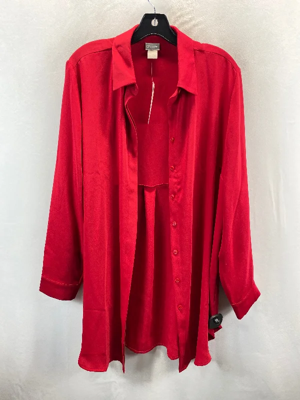 Tunic Long Sleeve By Chicos In Red, Size: Large