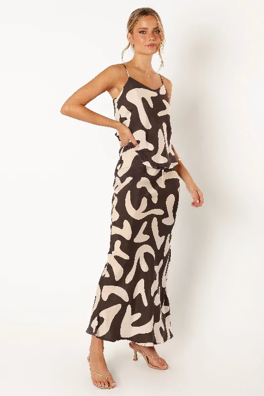 Bowie Cupro Maxi Skirt - Brown Beige