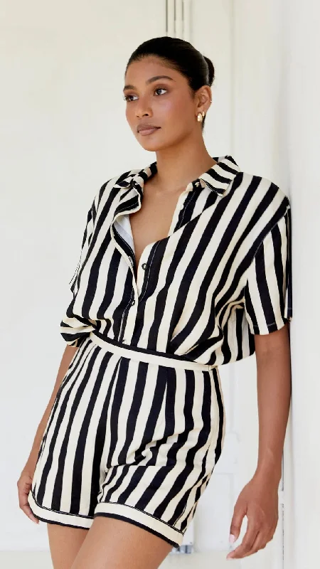 Essie Shirt - Black/Beige Stripe