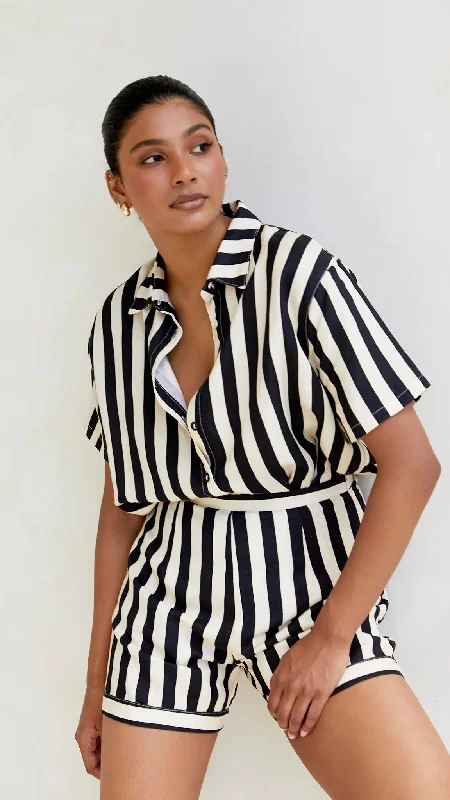 Essie Shirt - Black/Beige Stripe