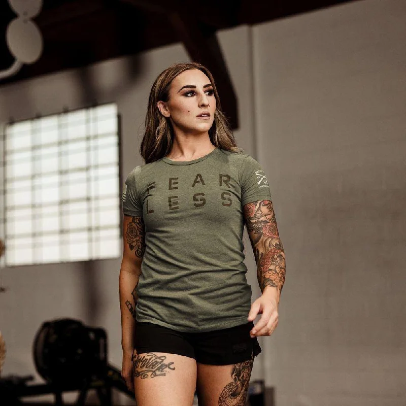 Women's Fear Less Training T-Shirt- Military Green