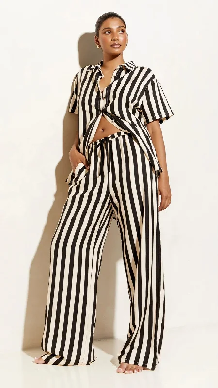 Josie Pants - Black/Beige Stripe