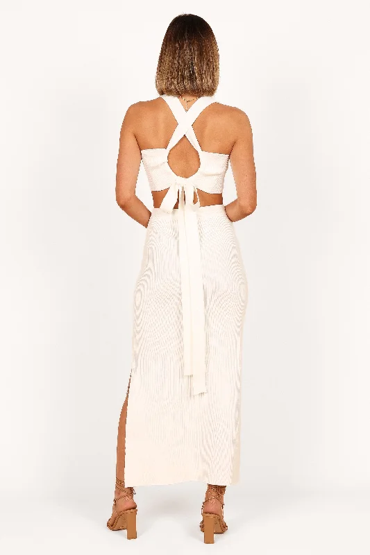 Maia Rib Knit Two Piece Set - White