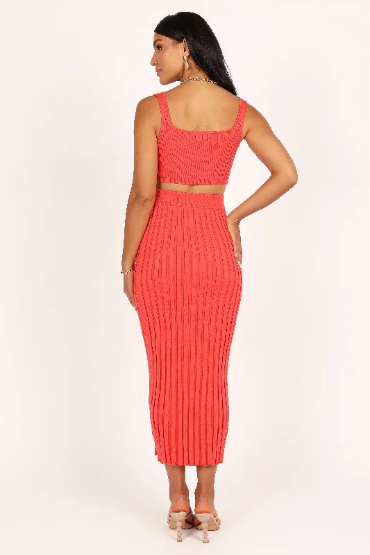 Quinn Rib Knit Set - Coral