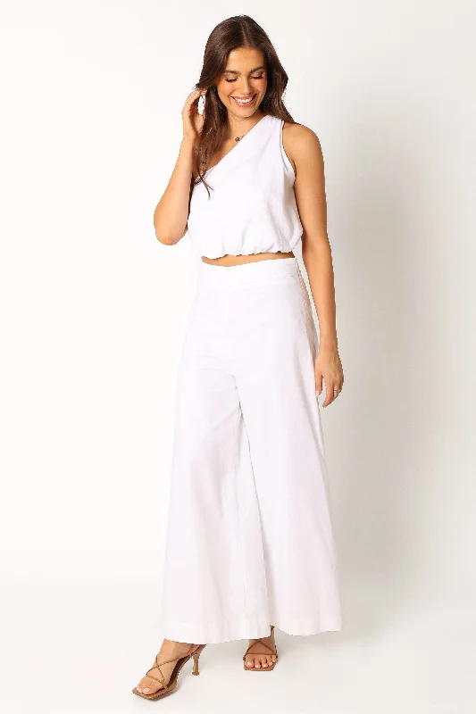 Tori Linen Pant Set - White