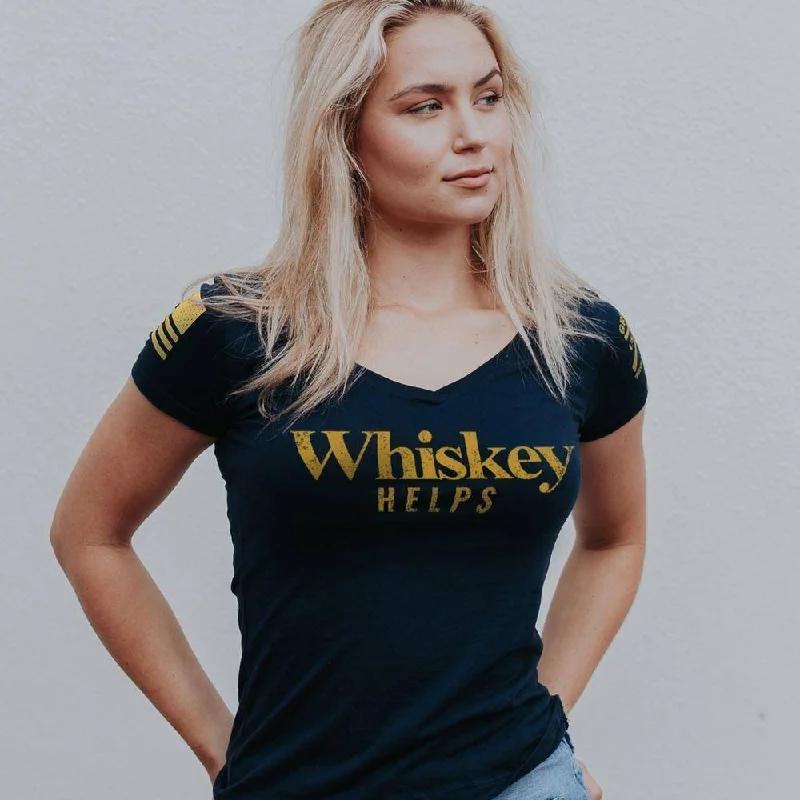 Women's Whiskey Helps™ V-Neck - Midnight Navy