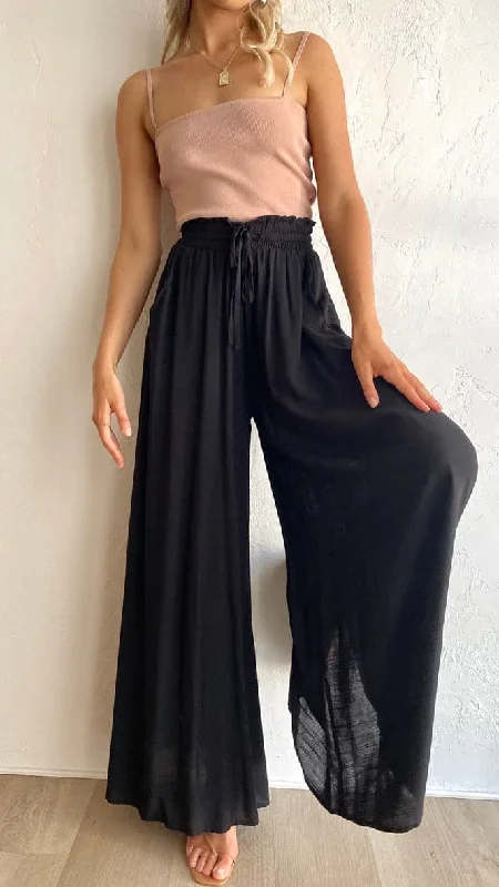 Avery Wide Leg Pants - Black