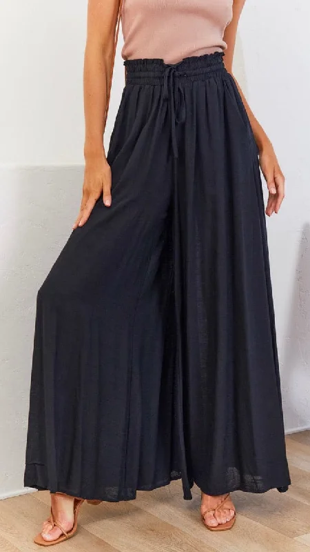 Avery Wide Leg Pants - Black