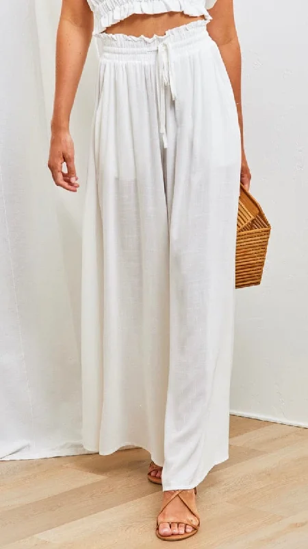 Avery Wide Leg Pants - White