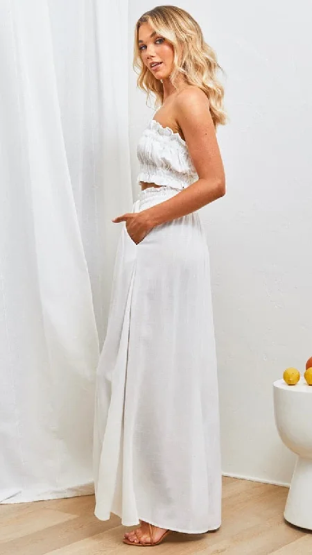 Avery Wide Leg Pants - White