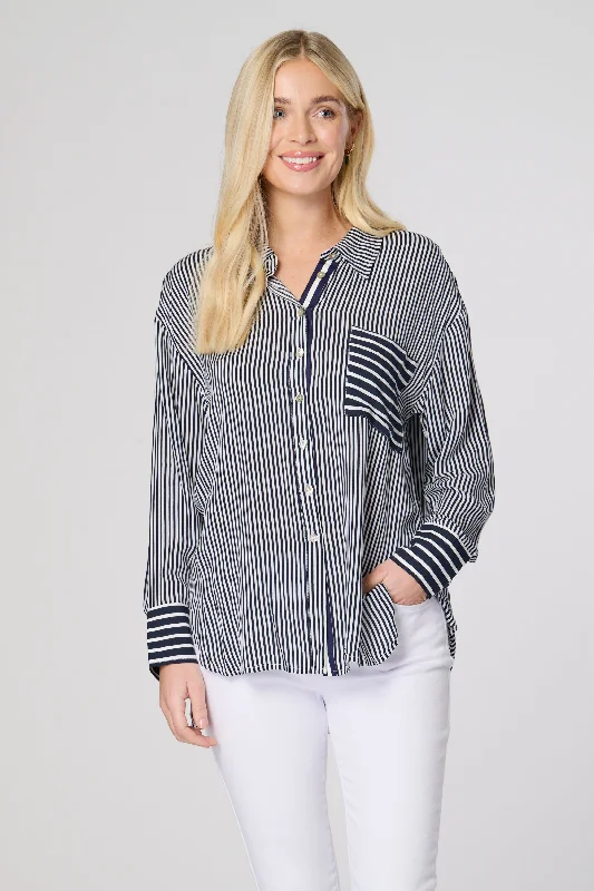 Saloos Wide Cuffs Stripy Shirt