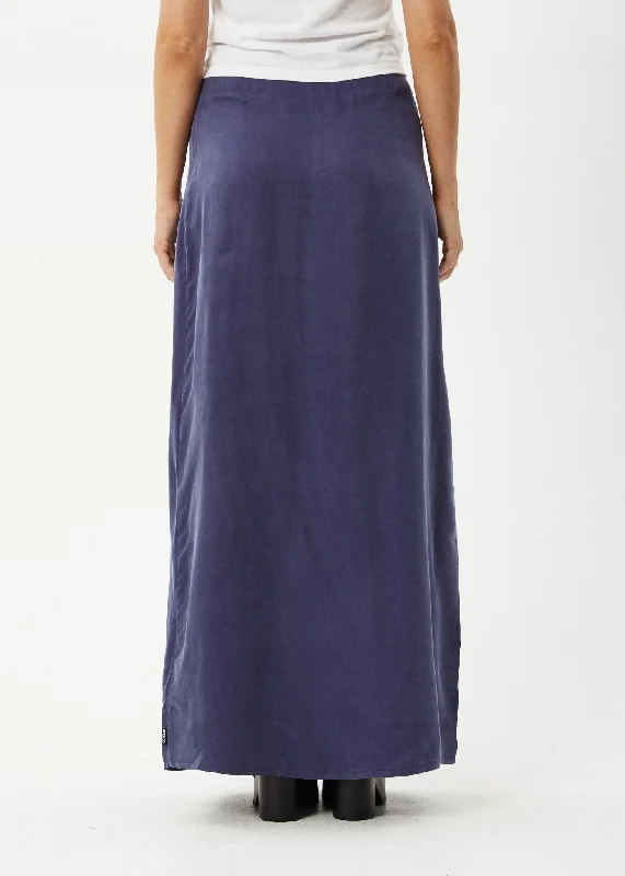 AFENDS Womens Grace - Cupro Maxi Skirt - Navy