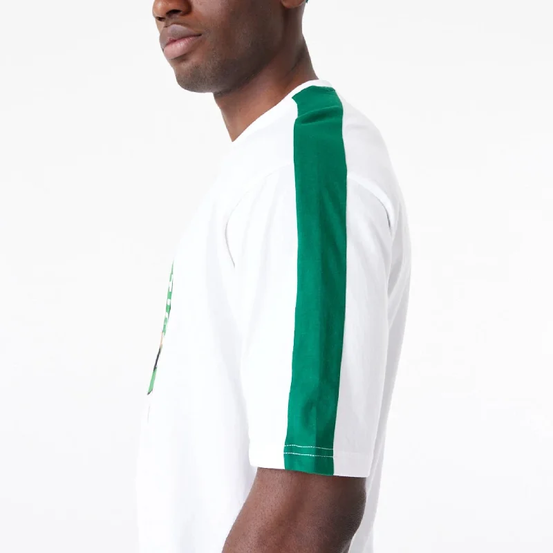 Boston Celtics NBA Colour Block White Oversized T-Shirt