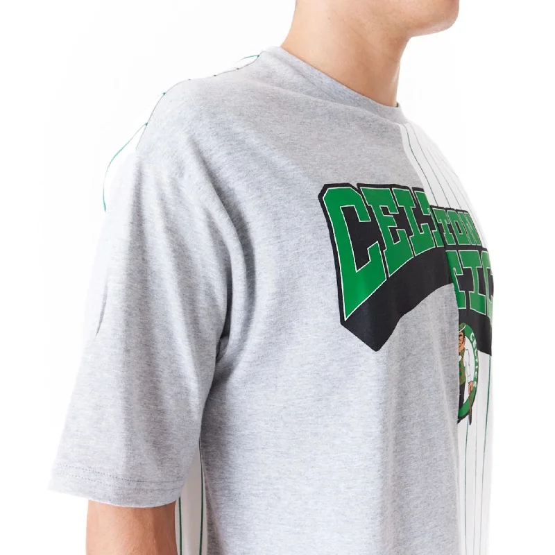 Boston Celtics NBA Half Pinstripe White Oversized T-Shirt