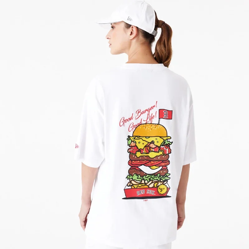 Boston Red Sox MLB Burger Graphic White Oversized T-Shirt