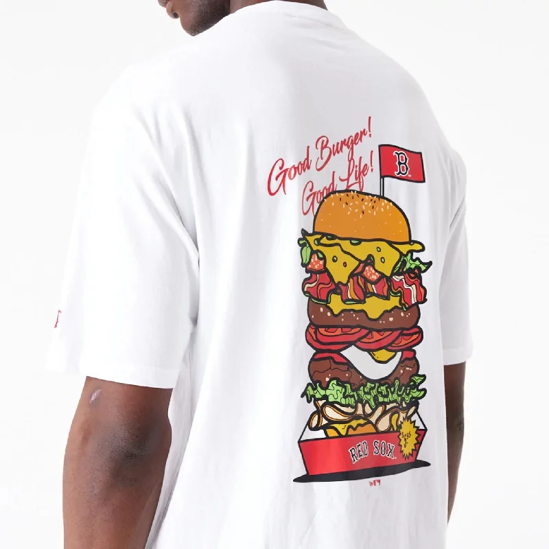 Boston Red Sox MLB Burger Graphic White Oversized T-Shirt