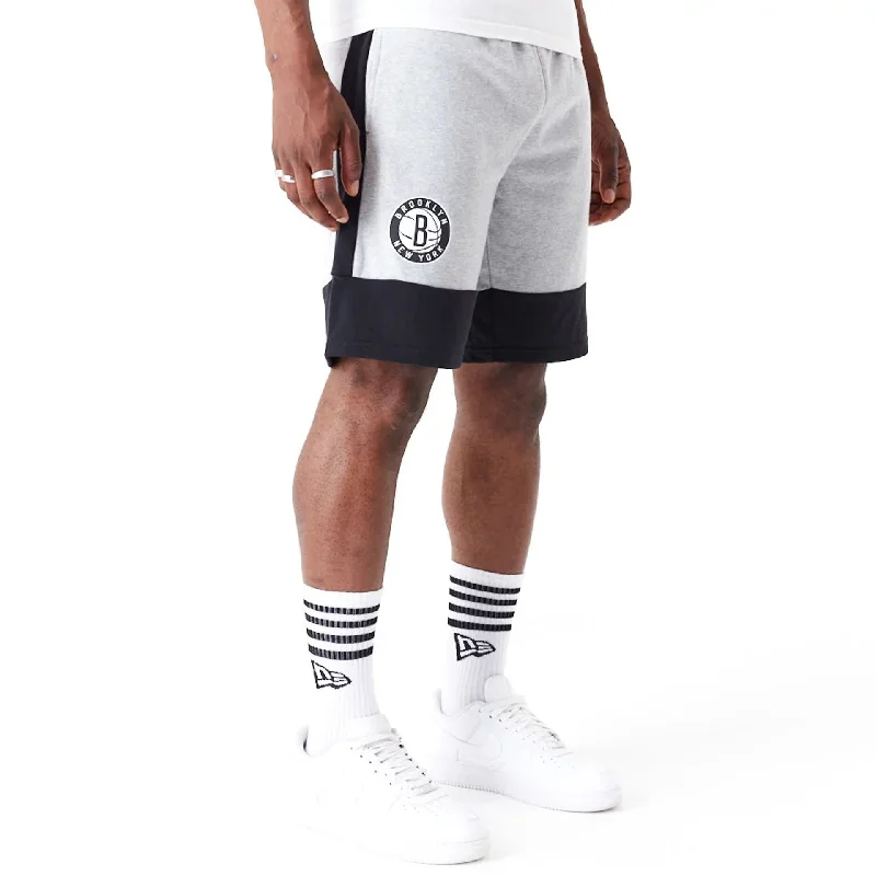 Brooklyn Nets NBA Colour Block Grey Shorts