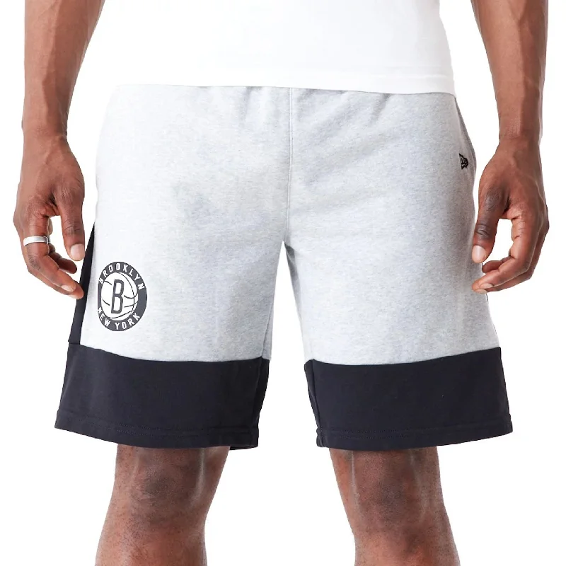 Brooklyn Nets NBA Colour Block Grey Shorts