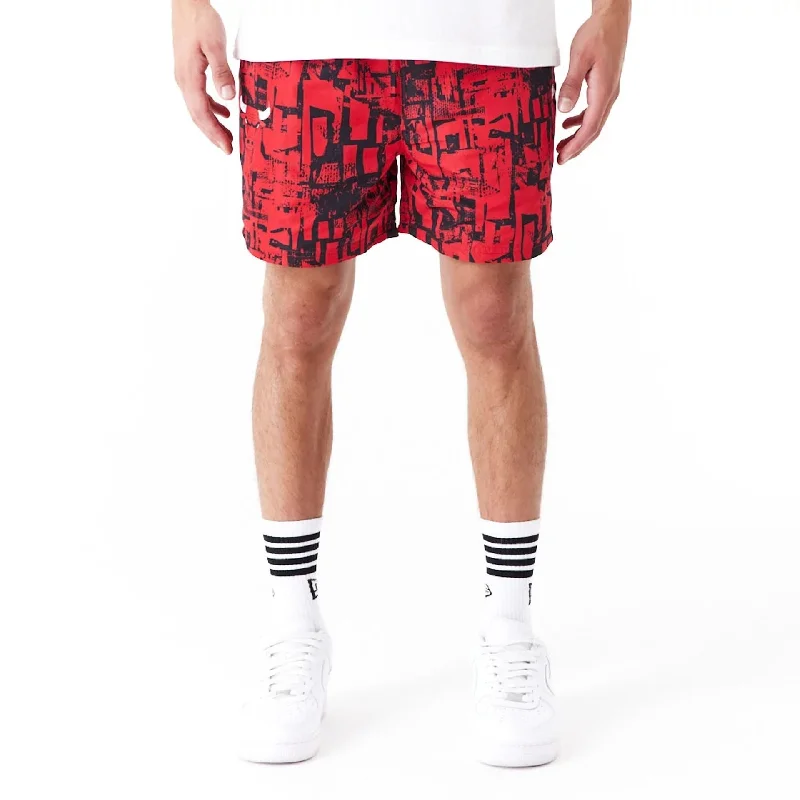 Chicago Bulls NBA All Over Print Red Shorts