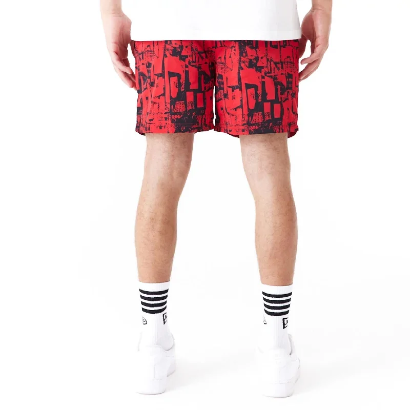 Chicago Bulls NBA All Over Print Red Shorts